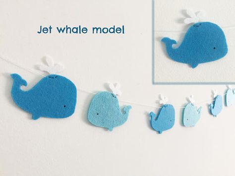 Sea Theme Nursery, Whale Decor, Theme Nursery, Baby Beach, Beach Blue, Felt Garland, Sea Theme, Beach Baby, Baby Shower Gender Reveal