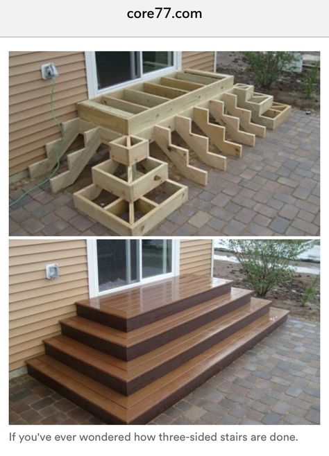 How three-sided stairs are built (Photo only) درج السلم, Types Of Stairs, Pelan Rumah, Deck Stairs, Construction Projects, घर की सजावट, Tree Ideas, Deck Design, Pallet Projects