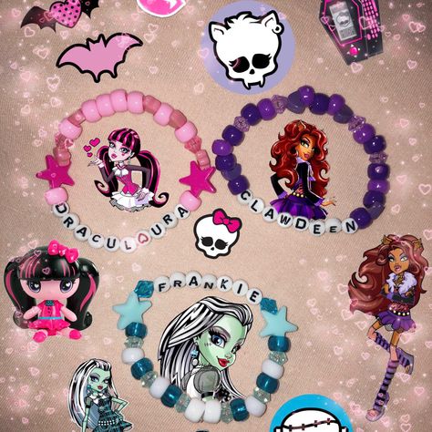 Monster High Friendship Bracelets, Monster High Bracelet, Monster Bracelet, Cincin Diy, Pulseras Kandi, Girly Bracelets, Diy Kandi Bracelets, Pony Bead Bracelets, Ideas Cumpleaños