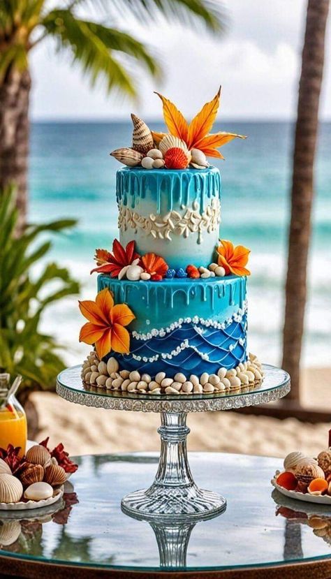 Movie Themed Parties, Tropical Cakes, Fantasy Cake, Birthday Cake Decorating Ideas, Stunning Cakes, Simple Birthday Cake, Simple Birthday, A Birthday Cake, Cool Birthday Cakes