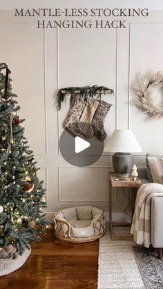 Stockings With Out Fireplace, Where To Put Christmas Stockings With No Fireplace, Stocking Hanging Ideas Wall, No Mantle Stocking Idea Hanging, Christmas Stocking On Wall, Ways To Hang Stockings Without Mantle, Stockings Hanging On Wall, Stockings Hung On Wall, Stocking Without Mantle