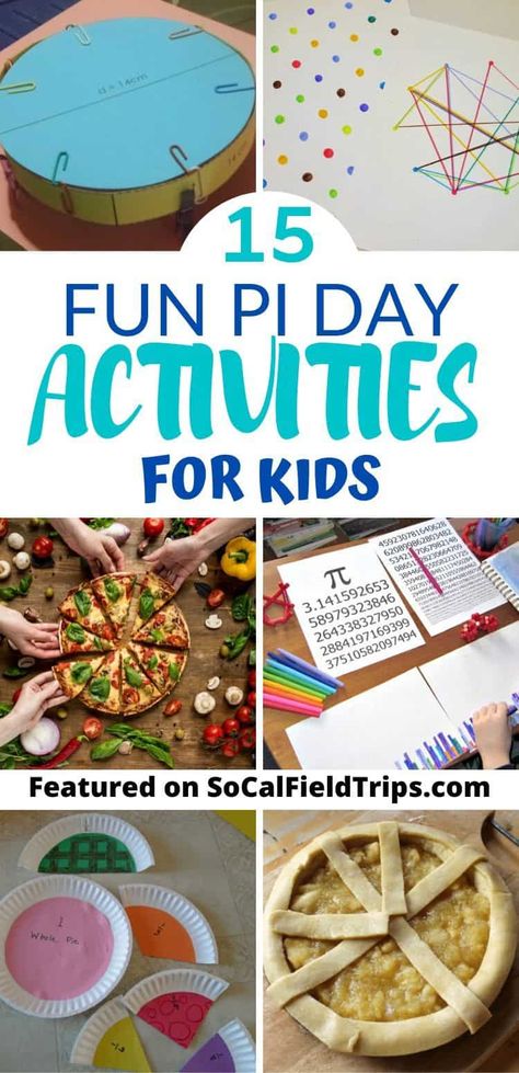 Are looking for a fun Pi Day Activity for elementary or junior high students?  15 Fun Pi Day Activities for Kids provide some truly amazing and fun ways to learn all about the magical and mathematical concept of Pi. #piday #homeschool #homeschooling #homeschoolactivities #pi #math #teacherspayteachers #elementaryschool #teaching #mathactivity Pi Day Stem Activities, Pie Day Activities, Pi Activities, Fun Outdoor Activities For Kids, Pi Day Activities, Pi Math, Homeschool Projects, Math Activities For Kids, Fun Outdoor Activities