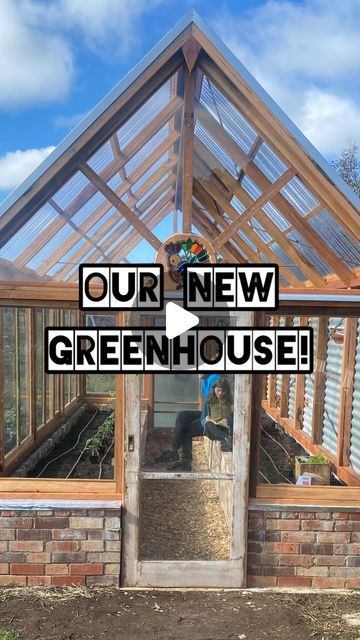 Home Made Greenhouse, Brick Greenhouse, Drip Line Irrigation, Old Window Greenhouse, Greenhouse Window, Recycled Windows, Window Greenhouse, Recycled Brick, Drainage Pipe