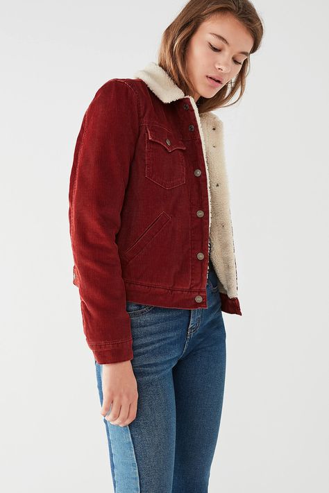 Slide View: 6: Levi’s Corduroy Sherpa Jacket Levi Sherpa Jacket, Levi Sherpa, Leather Sherpa Jacket, Trucker Jacket Women, 1950s Jacket Mens, Corduroy Sherpa Jacket, Corduroy Jacket Womens, Cargo Jacket Mens, Khaki Parka