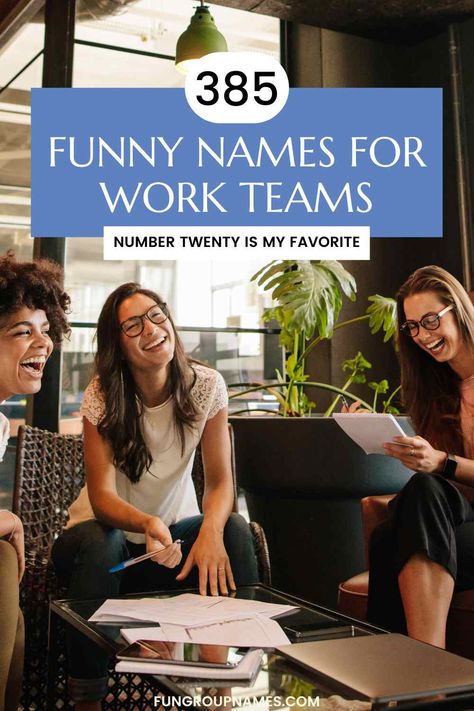 385 Funny Names For Work Teams Team Names Ideas For Work, Funny Team Names Ideas, Fun Team Names, Funny Group Chat Names, Funny Contact Names, Group Chat Names, Manager Humor, Funny Nicknames, Group Names Ideas