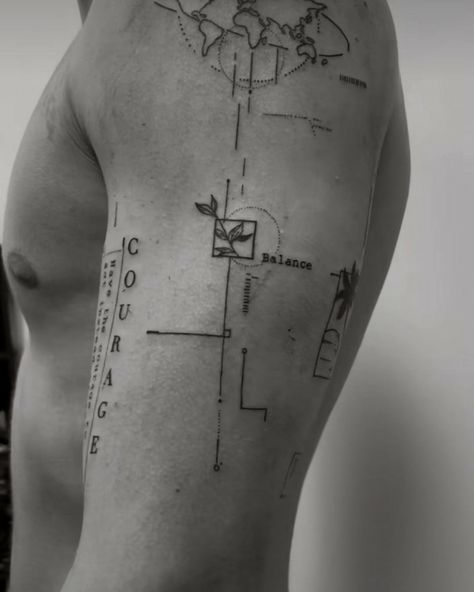 Concept Tattoos Men, Best Tattoos For Men Ideas, Perspective Tattoos, Beautiful Spine Tattoos, Meaningful Symbol Tattoos, Tattoo Font For Men, Spine Tattoo Ideas, Tattoo Catalog, Astronaut Tattoo