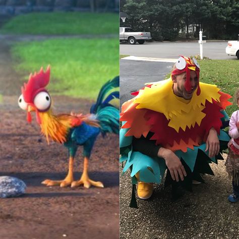 Moana And Hay Hay Costume, Hey Hei Costume, Hey Hey Moana Chicken Costume, Hey Hey Moana, Heihei Costume, Moana Chicken, Chicken Costumes, Parade Float, Diy Costumes