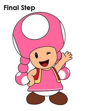 Toadette Drawing Final Toad And Toadette Drawing, Mario Kart Characters Drawing, Mario Cartoon Drawing, Toadette Drawing, Toadette Mario, Mario Kart Characters, Super Mario Costumes, Angel Embroidery, Mario Video Game