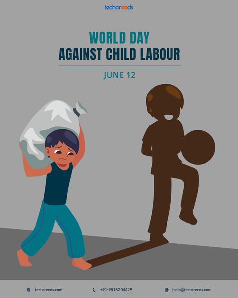 World Day Against Child Labour Poster/Graphic Design World Day Against Child Labour Poster, Child Rights Poster, Student Day Poster Design, Childrens Day Poster Creative, Child Labour Poster, World Day Against Child Labour, Child Rights, Children's Day Poster, International Children's Day