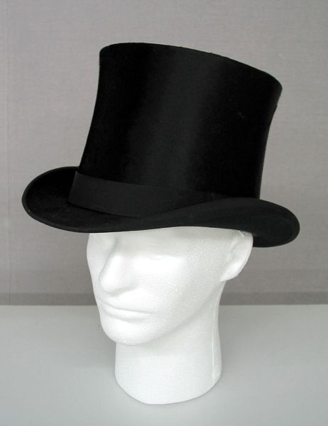 1875 Top Hat Culture: American Medium: silk, grosgrain, leather Top hat; Gilded Glamour Aesthetic, 1875 Fashion, 19th Century Mens Fashion, Victorian Mens Clothing, Goth Hat, Mannequin Diy, Tightrope Walker, Leather Top Hat, Historical Hats