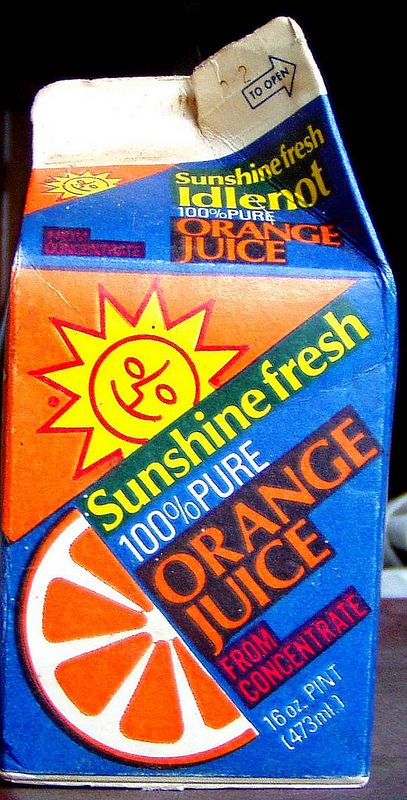 1980s Idlenot ORANGE JUICE carton | by mankatt Vintage Juice Packaging, Orange Juice Carton, 80s Food, 90s Food, Juice Ad, Juice Carton, Juice Branding, Fruit Packaging, Juice Packaging