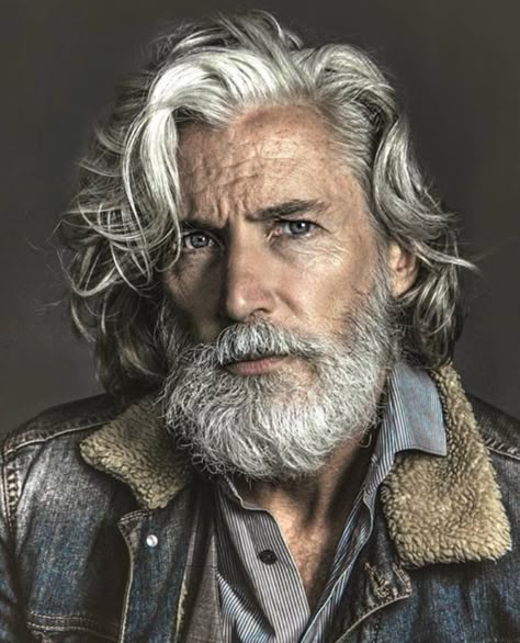 Aiden Brady. Aiden Brady, Older Mens Hairstyles, Grey Hair Men, Long White Hair, Men With Grey Hair, Mens Hairstyles Medium, Grey Beards, Men Over 50, 100 Heads