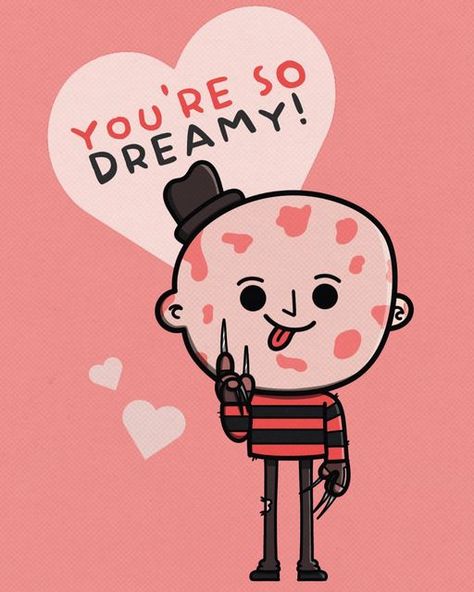 Spooky Shake Studios on Instagram: "Freddy Valentines are 14% off! ❤️😴 Click the link in my bio to visit my shop!" Horror Valentines Cards, Horror Movie Valentines, Horror Valentines, Cute Valentines Day Cards, Digital Horror, Valentine Drawing, Diy Dinner, Horror Villains, Valentines Couple