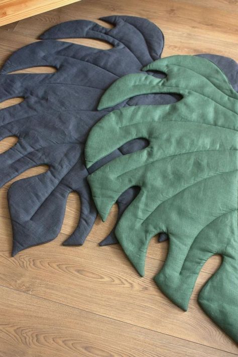 Monstera Decor, Leaf Play Mat, Tropical Nursery, Diy Pillows, Dream Decor, Play Mat, Baby Sewing, Kid Room Decor, Diy Sewing