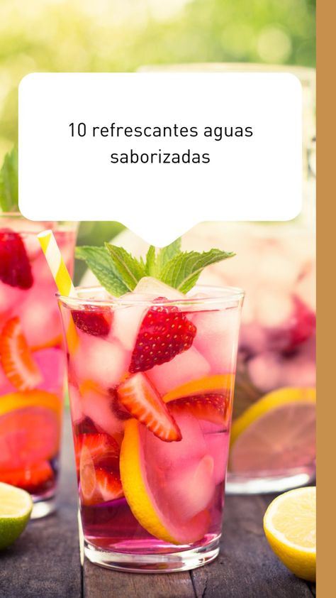 Las refrescantes aguas saborizadas son una opción muy recomendable para saciar la sed y para completar esos dos litros de líquidos diarios que debemos beber. Hazlas en casa y disfrútalas los días de calor. Fruit Infused, Nutrition, Gym, Fruit, Drinks