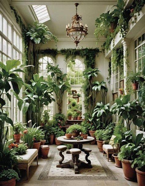 Victorian Indoor Plants, Conservatory With Plants, Garden Through Window, Indoor Plant Room Sunroom, Tropical Indoor Garden, Indoor Garden Room Ideas, Indoor Garden Rooms Sunroom, Inside Garden Room, Plant Atrium