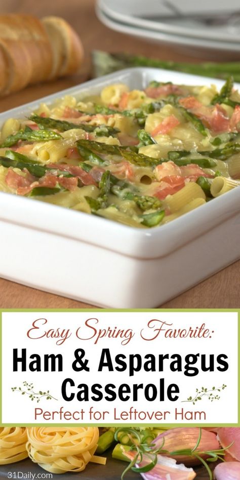 A perfect dish, anytime you have leftover ham, with this easy to make, Ham and Asparagus Casserole. Having leftover ham is such a treat, and there are so many ways to use it. Ham sandwiches, of course, ham and cheese omelets… and my favorite, Ham and Navy Bean soup. And… we love this casserole enough... Leftover Ham Recipes Casseroles, Ham And Asparagus, Ham Dishes, Best Asparagus Recipe, Asparagus Casserole, 31 Daily, Asparagus Recipes Baked, Ham Dinner, Ham Casserole