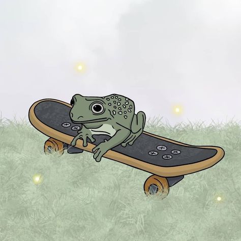 𝐿𝑎𝑡𝑒 𝐶𝑙𝑜𝑢𝑑𝑠....𝑥𝑥 on Instagram: “Loved @dcherrybaby for so long, check her out, she has the most amazing style!! • • •#wallpaper #style #asthetic #secrethashtag #frog #90's…” Frog On Skateboard, Style Wallpaper, Green Sage, Green Frog, Frogs, Skateboard, Green