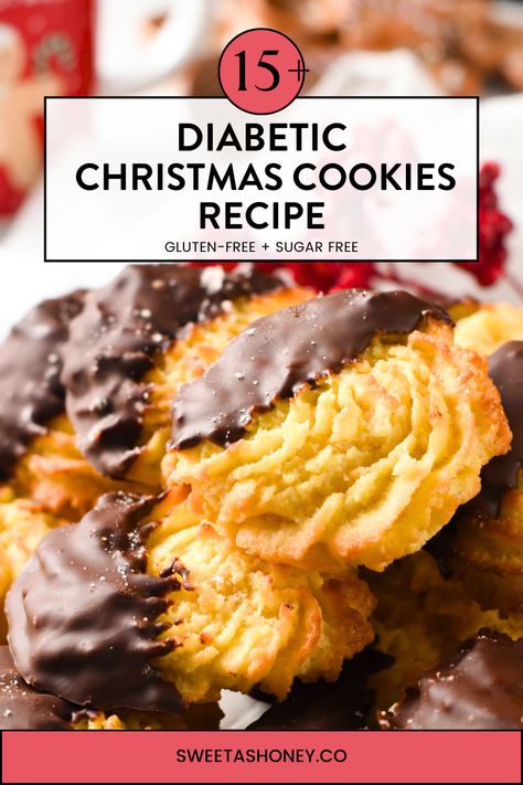 These 15+ Keto Christmas Cookies are 100% sugar-free and perfect for celebrating Christmas without guilt. Bonus, all these keto cookie recipes are gluten-free with some dairy-free and vegan options to make sure you can share them with the whole family and friends! Easy Low Carb Christmas Desserts, Easy Low Carb Christmas Treats, Carb Free Cookies Recipes, Best Cookies For Diabetics, Gluten Free Sugar Free Christmas Cookies, Cookies For Diabetics Sugar Free, Christmas Treats For Diabetics, Christmas Desserts For Diabetics, Keto Christmas Cookies Recipes