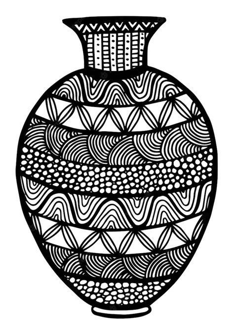 Premium Vector | Beautiful black and white vase with floral decoration Vase Clipart, Flower Vase Drawing, Vase Drawing, Black And White Vase, Doddle Art, Pen Art Work, Boho Art Drawings, Afrique Art, Geometric Design Art