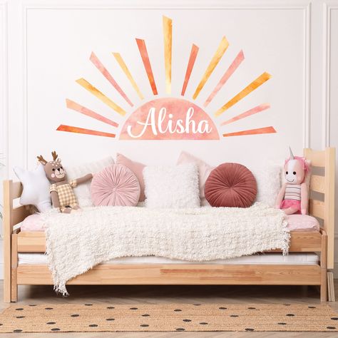 Name Wall Decals, Décor Boho, Big Girl Rooms, Toddler Room, Rising Sun, Sun Rays, Kids Rooms, Nurseries, Boho Wall