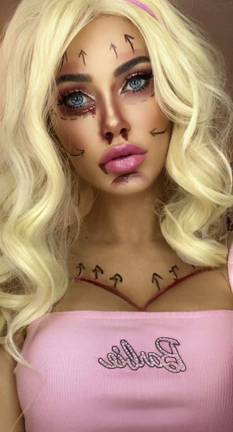 Barbie Makeup Halloween, Bride Of Frankenstein Halloween Costume, Disfraz Up, Barbie Halloween Costume, Creepy Halloween Makeup, Halloween Makeup Diy, Hot Halloween Outfits, Barbie Halloween, Couples Halloween Outfits