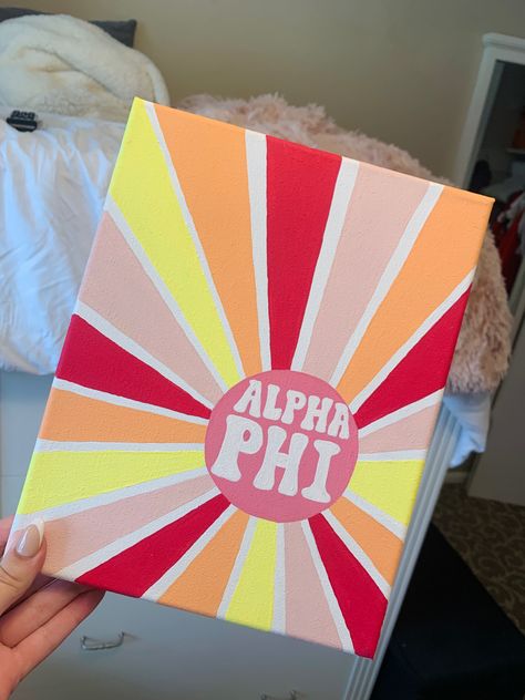 Tri Sigma Canvas Sorority Crafts, Alpha Chi Canvas Ideas, Alpha Chi Canvas Paintings, Canvas Art Sorority, Sorority Poster Board Ideas, Alpha Phi Painting Canvas, Dz Canvas Painting, Easy Sorority Canvas Simple, Canvas Sorority Ideas