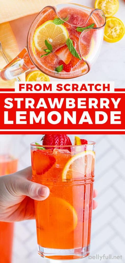 Strawberry Lemonade For Party, Drinks For Hot Summer Days, Strawberry Lemonade Recipe For A Crowd, How To Make Strawberry Lemonade, Strawberry Lemonade Pitcher, Fresh Lemonade Freshly Squeezed, Lemonade For A Crowd, Strawberry Lemonade Party, Strawberry Juice Recipe