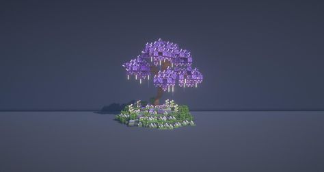 Minecraft Fantasy Enchantment Room, Minecraft Amythest Tree, Wisteria Minecraft, Amethyst Tree Minecraft, Minecraft Amethyst Builds, Minecraft Organization, Enchantment Room Minecraft, Minecraft Enchantment Room, Tree Minecraft