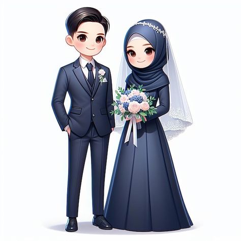 MUSLIM COUPLE, 145 Best Premium Graphics on Freepik Wedding Couple Cartoon, Wedding Muslim, Anime Muslim, Islamic World, Letter Logo Design, Wedding Topper, Flower Background Wallpaper, Muslim Wedding, Couple Cartoon