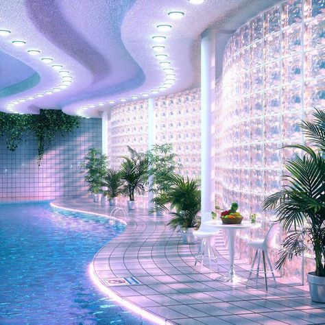 Dreamscape Architecture, 80s Interior, New Retro Wave, Aesthetic Space, Vaporwave Aesthetic, Glitch Art, Retro Futurism, Dream Rooms, Pretty Places