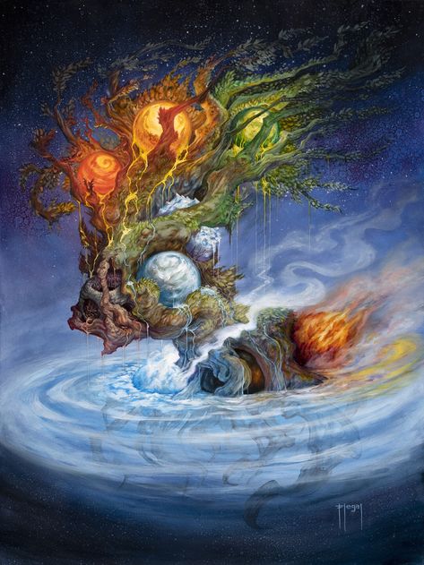 ArtStation - Yggdrasil, the World Tree, Sam Flegal Yggdrasil Tree, World Tree, Norse Pagan, Norse Vikings, Viking Art, Norse Mythology, Fantasy Landscape, Tree Art, Tree Of Life