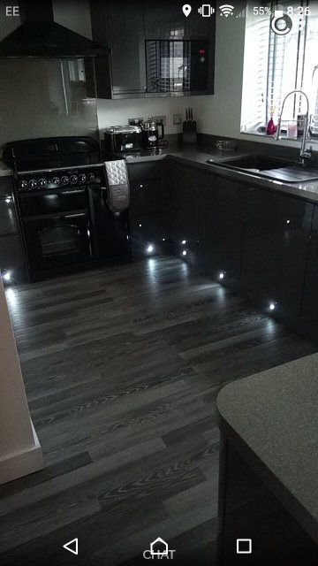 Dark Grey Floor Kitchen, Dark Grey Wooden Floor, Black Flooring, Grey Wooden Floor, Black Wood Floors, Karndean Flooring, Green Kitchen Designs, Marble Flooring Design, Kitchen Renovation Inspiration