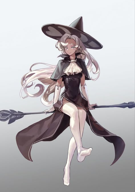 Black Capelet, White Hair Girl, Arcane Trickster, Background Grey, Elbow Gloves, Gloves White, Anime Witch, Hair White, White Witch