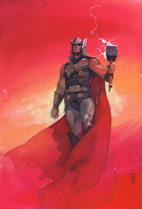 Thor - Alex Maleev Comic Art Thor Watercolor, Thor Artwork, Thor Comic Art, Alex Maleev, Thor Art, Thor Comic, The Mighty Thor, Avengers Comics, Marvel Thor