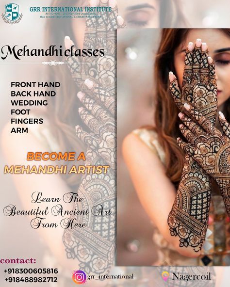 Henna Design Tutorial, Class Poster Design, Bridal Henna Design, New Henna Designs, Angels Beauty, Latest Henna Designs, Certificate Design Template, Henna Cones, Beauty Makeover