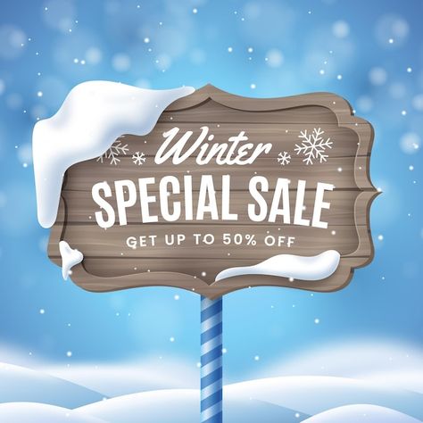 Realistic winter sale ad on sign | Free Vector #Freepik #freevector #winter-offer #winter-sale #season-sale #shopping-festival Winter Sale Banner Design, Winter Collection Poster Design, Winter Sale Design, Christmas Creative Poster, Winter Ads, Winter Sale Poster, Winter Sale Banner, Digital Magazine Design, Winter Poster