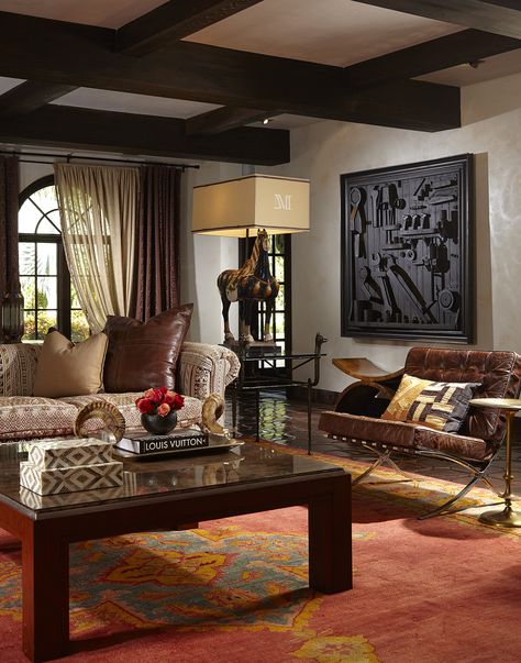 Classic and exotic materials, furnishings and accessories were juxtaposed with modern elements to create personal, livable spaces. #home #homedetails #interiordesign #interiors #design #designer #designinspo #designinspiration #interiordesigner #interiordecorating #designmatters #decor #homedecor #globaldesign #decorating #moroccandesign #neomoorish #homes #homedecoration Neo Moorish, Moorish Interior, Spanish Colonial Revival, Tudor Style Homes, British Colonial Style, Heritage House, Tudor Style, Modern Elements, Colonial Revival