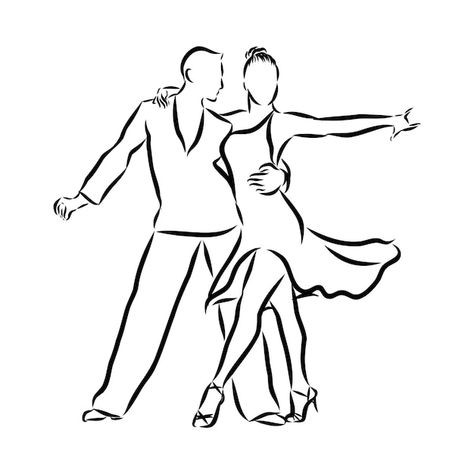 Pareja de bailarines latinos, ilustració... | Premium Vector #Freepik #vector #salsa-baile #baile-latino #tango #pareja-bailando Tango Drawing, Dancing Sketch, Latino Dance, Danza Latina, Dancing Drawing, Dance Tattoo, Dancer Drawing, Dance Vector, Dancing Drawings