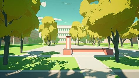 Animated School Background, School Animation Background, Cartoon Background School, School Reference Background, Simple Cartoon Background, School Background Drawing, School Background Design, Campus Background, School Concept Art