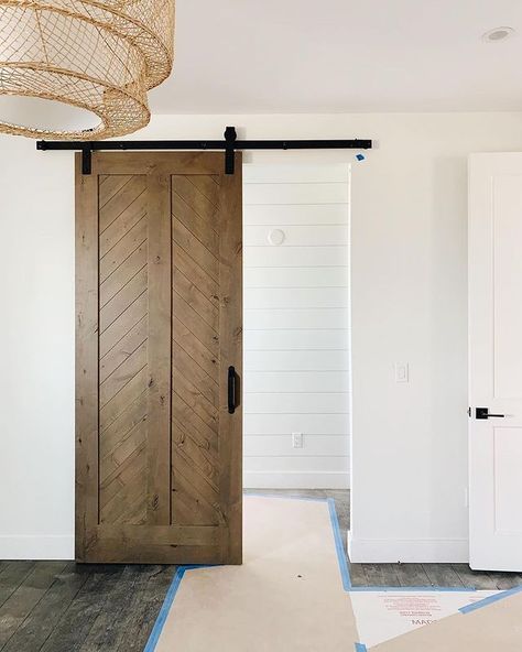 Chevron Barn Door, Mirror Barn Door, Bathroom Barn Door, House Pantry, Wood Barn Door, Barn Door Designs, Modern Barn Door, Custom Doors, Wood Barn