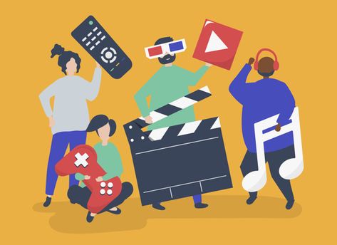 Characters of people holding multimedia icons illustration Free Vector | Premium Vector #Freepik #vector #music #people #icon #character The Smart Wallet, Mobile Game Development, Entertainment Logo, Film Icon, Smart Wallet, Dragon City, Entertainment Design, Making Extra Cash, Bioshock