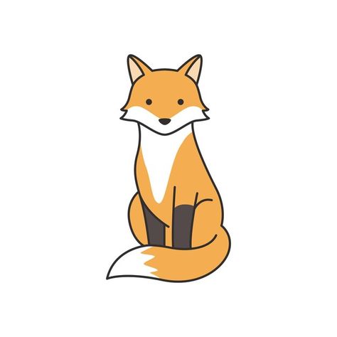 Vector cute cartoon fox vector illustrat... | Premium Vector #Freepik #vector Fox Doodle Simple, Fox Cute Drawing, Fox Cartoon Drawing, Fox Line Art, Cartoon Fox Drawing, Fox Doodle, Fox Drawing Easy, Fox Drawings, Fox Vector