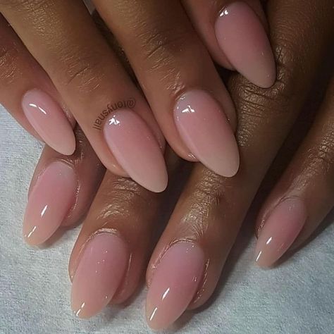 Baby Pink Nails Acrylic, Kutek Disney, Unghie Sfumate, Baby Pink Nails, Shaped Nails, Nails Today, Short Almond, Water Effect, Work Nails