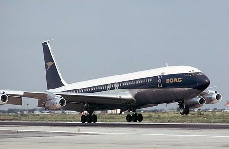 BOAC B707-436. JFK. August 1971. Image; Art Brett. British Airline, Boeing 707, National Airlines, Boeing Aircraft, Passenger Aircraft, Jet Age, Vintage Airlines, Vintage Aviation, General Aviation