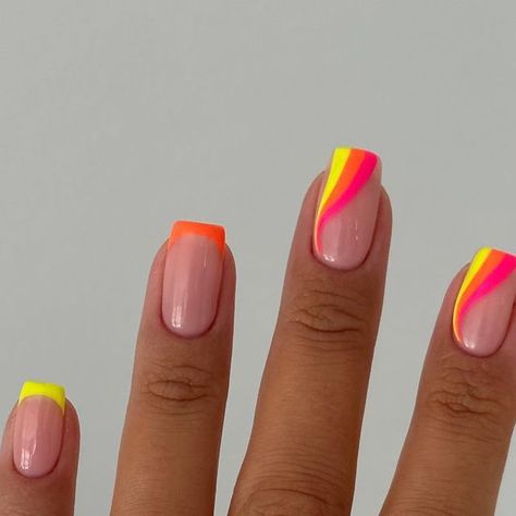 Charlotte Herberts on Instagram: "Neon Swirls 🩷🧡💛 @glossifyofficial @nails_luxeofficial @lucypastorellitools_" Swirl Nails, Swirl, Neon, Nails, On Instagram, Instagram