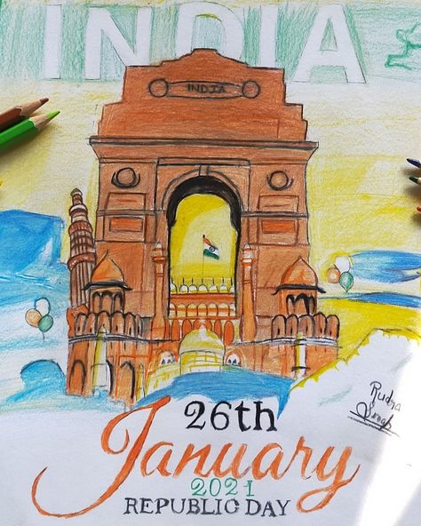 Amazing Republic day special drawing created by child artist rudra Singh Republic Day Special Drawing, Republic Day Sketch Ideas, Drawing On Republic Day, Republic Day Sketch, Republic Day India Drawing, Drawing For Republic Day, Republic Drawing, Republic Day Drawing Ideas, Republic Day Art