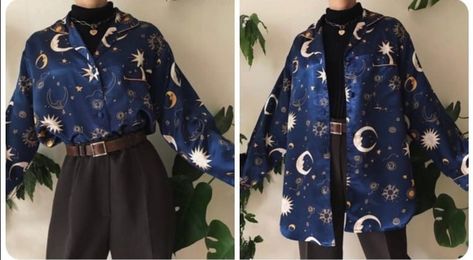 Starry Suit Men, Celestial Themed Clothes, Celestial Clothes Aesthetic, Moon Clothing Aesthetic, Outerspace Theme Outfits, Starcore Outfit Ideas, Space Prom Outfit, Outer Space Outfit Aesthetic, Astronomy Clothes Aesthetic