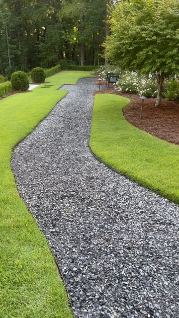 Chipped Slate Path, Slate Chips Landscaping, Drift Roses, Pathway Landscaping, Perfect Palette, Back Garden, Flower Beds, Garden Planning, Garden Beds