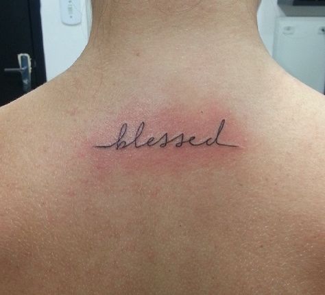 Blessed Blessed Tattoo Cursive, Blessed And Highly Favored Tattoo, Blessed Tattoo For Women, Blessed Tattoo Ideas, Tattoo Klein, Blessed Tattoo, Blessed Tattoos, Patchwork Tattoos, Ns 200